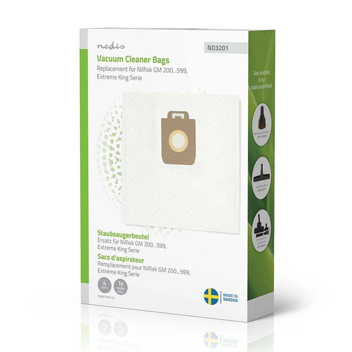 Σακούλες Σκούπας Nedis Συνθετικές Nilfisk Extreme - King Series / Nilfisk GM 200 – 599, 4τμχ.
