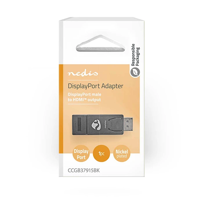 Nedis DisplayPort σε HDMI Αντάπτορας (DisplayPort αρσ. -> HDMI θηλ.), Μαύρο