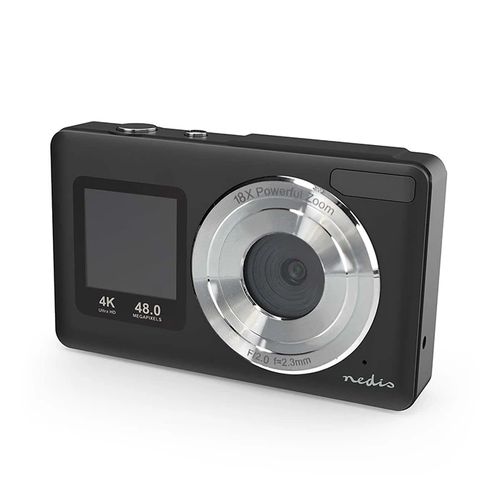 Ψηφιακή φωτογραφική μηχανή Nedis PCAM2530BK 4K, 48MP, Διπλή οθόνη (2.4" / 1.3"), Μαύρο