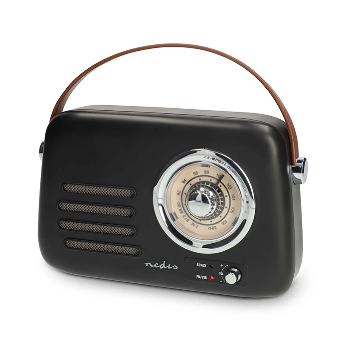 Nedis RDFM2600BK Retro FM Radio with Bluetooth, 10W, Black