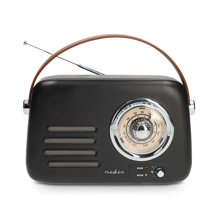 Nedis RDFM2600BK Retro FM Radio with Bluetooth, 10W, Black