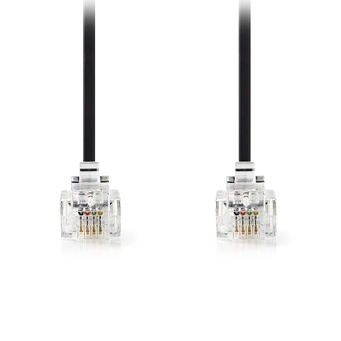 Nedis Telecom Cable RJ11 6P4C Male–Male 10 m Black (TCGL90200BK100)
