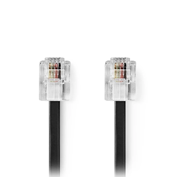 Nedis Telecom Cable RJ11 6P4C Male–Male 10 m Black (TCGL90200BK100)