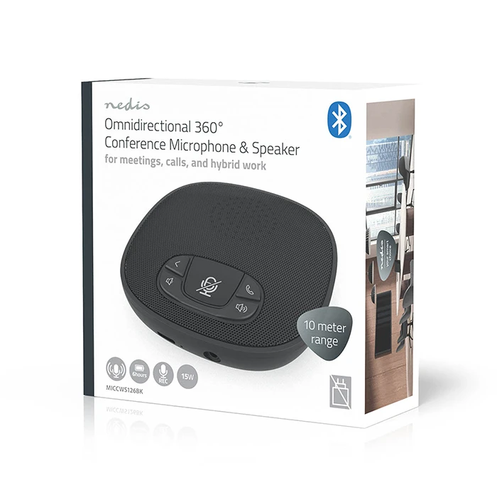 NEDIS MICCWS126BK Bluetooth ηχείο και μικρόφωνο τηλεδιάσκεψης 15W (Μαύρο)