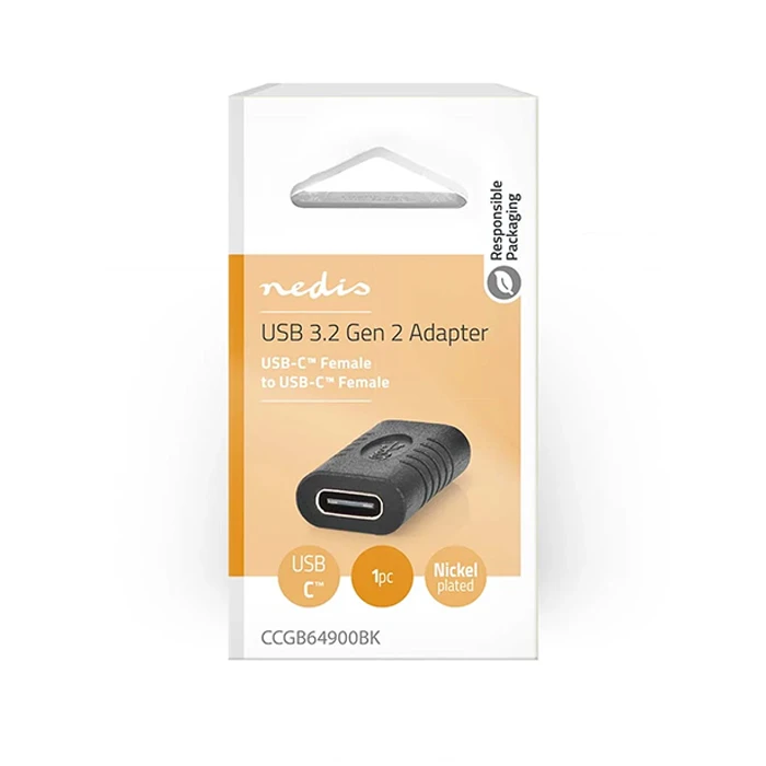 Nedis CCGB64900BK - Μετατροπέας USB-C θηλ. σε USB-C θηλ., Μαύρο