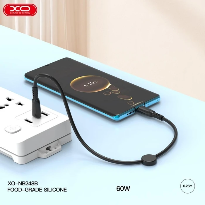 Καλώδιο Φόρτισης Xo Nb-Q248a Saluo Series Silicone Pd Σε Lightning, 27w, 25cm, Μαύρο