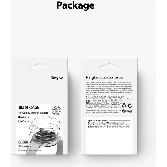 Ringke Slim Samsung Galaxy Watch 4 Classic 42mm Clear [2 PACK]