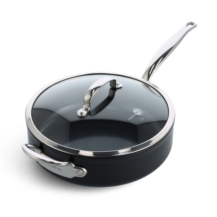 GreenPan Barcelona Pro Aluminum Sauté Pan 28 cm (Thermolon Infinity Pro, tempered glass lid)