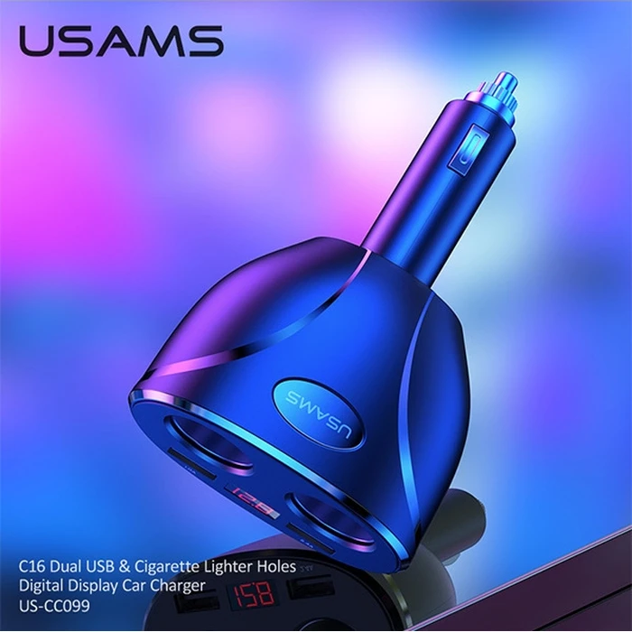 USAMS Car Adapter C16 2xUSB 96W Fast Charge black CC99TC01 (US-CC099)
