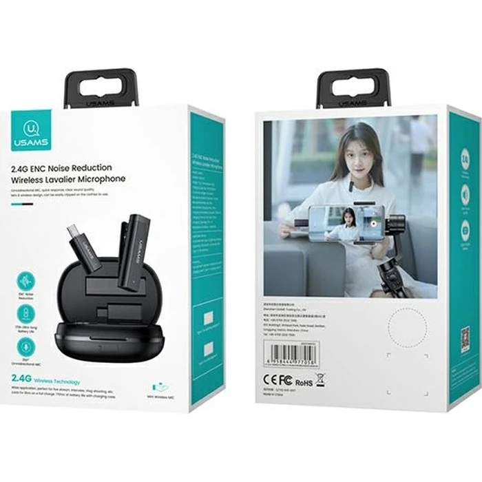 USAMS ENC 2.4G Wireless Lavalier Microphone USB-C ZB243MKF01 (US-ZB243)