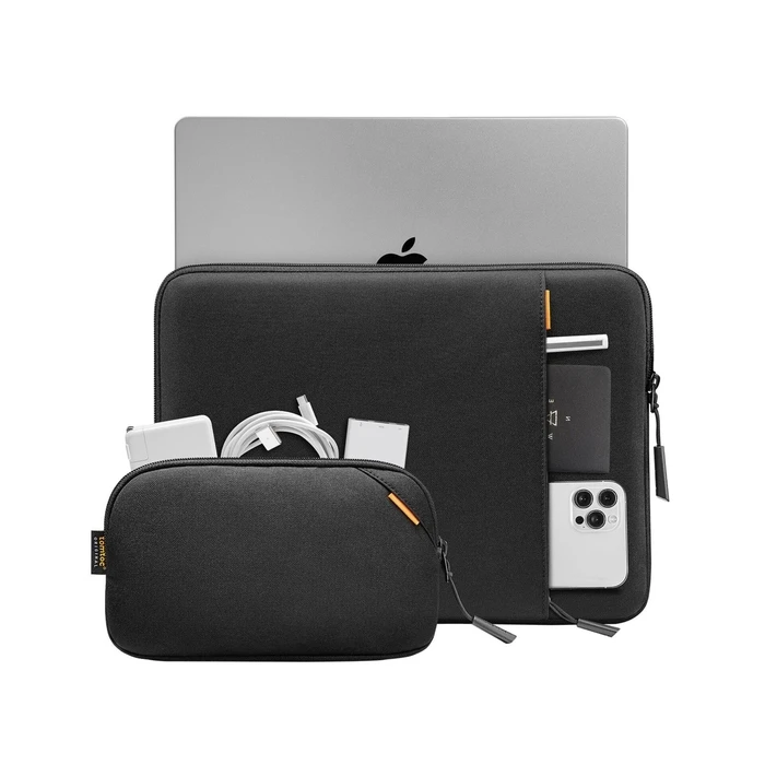 tomtoc Defender-A13 Laptop Sleeve Kit for 13-inch - Black (sleeve + accessory pouch)