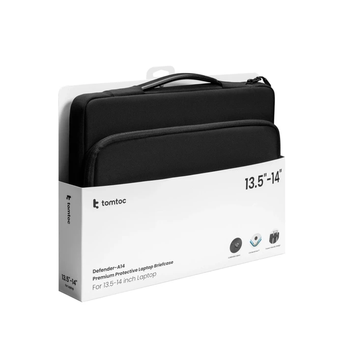 tomtoc Defender-A14 Premium Θήκη / Βραχιόλι για Laptop 13 ιντσών - Μαύρο