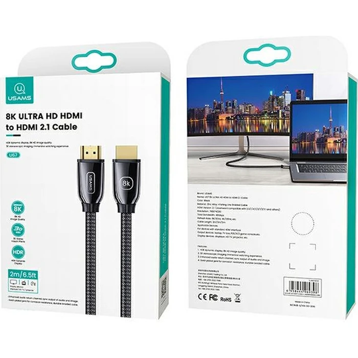 USAMS Cable HDMI - HDMI 2.1 U67 3m 8K black Ultra HD SJ498HD01 (US-SJ498)