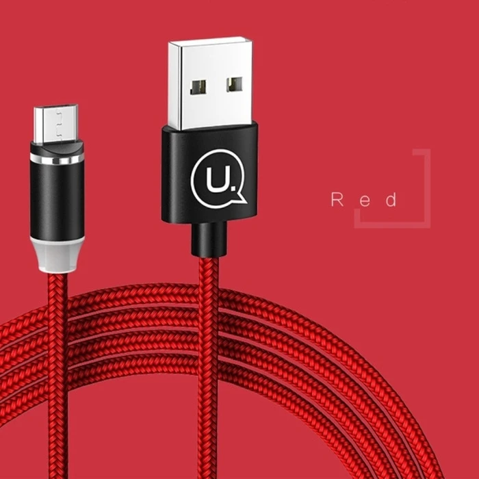USAMS Magnetic Nylon Cable U-Sure microUSB 1m 2.1A red SJ294USB02 (US-SJ294)