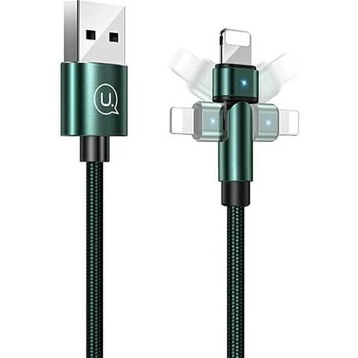 USAMS Nylon Cable Rotatable U60 2A Lightning green 1m SJ476USB02 (US-SJ476)