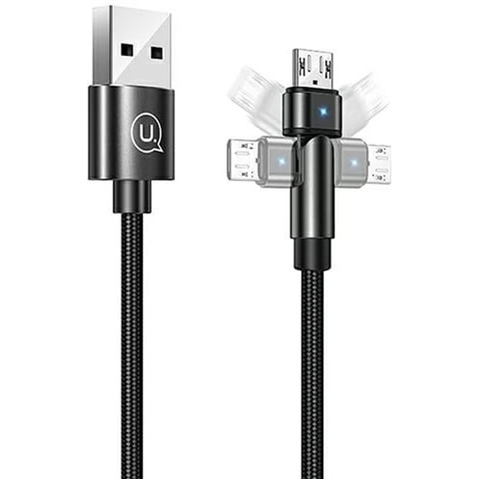 USAMS Nylon Cable Rotatable U60 2A microUSB black 1m SJ478USB01 (US-SJ478)