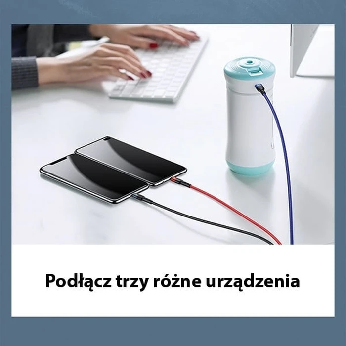 USAMS Nylon Cable U26 3in1 0.35m 2A Fast Charge (Lightning/microUSB/USB-C) SJ410USB01 (US-SJ410)