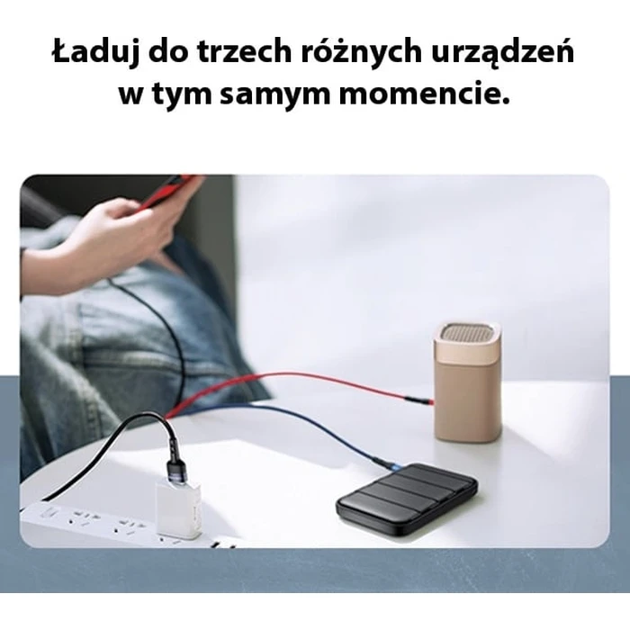 USAMS Nylon Cable U26 3in1 0.35m 2A Fast Charge (Lightning/microUSB/USB-C) SJ410USB01 (US-SJ410)