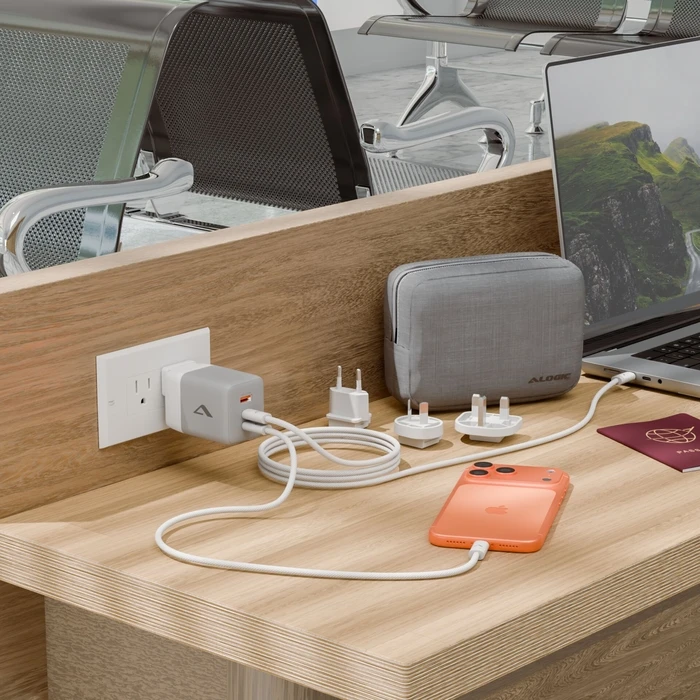 Alogic GaN Charger 100W with 1x USB-A, 2x USB-C Ports and USB-C to USB-C Cable – White (Rapid Power)