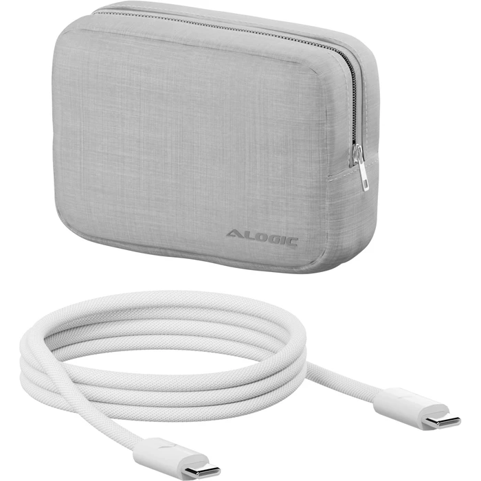 Alogic GaN Charger with USB-A and 2× USB-C Ports + USB-C to USB-C Cable, 67W, White (WCM3X67G)