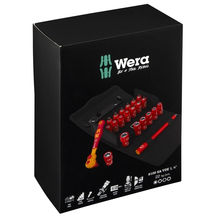 Wera 1/4" Ratchet with Sockets (insulated set) - MPN 05004967001