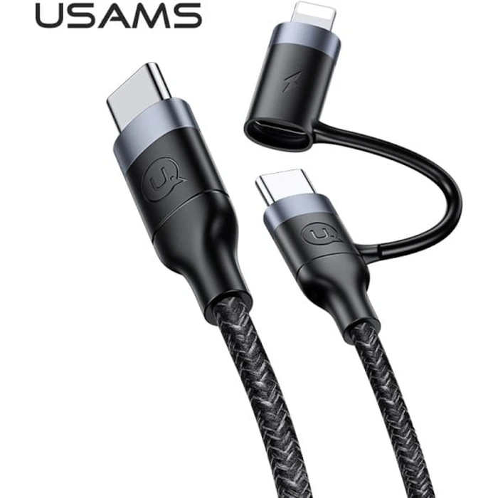 USAMS Nylon Cable U31 USB-C - USB-C/Lightning 60W PD Fast Charge black SJ403USB01 (US-SJ403)