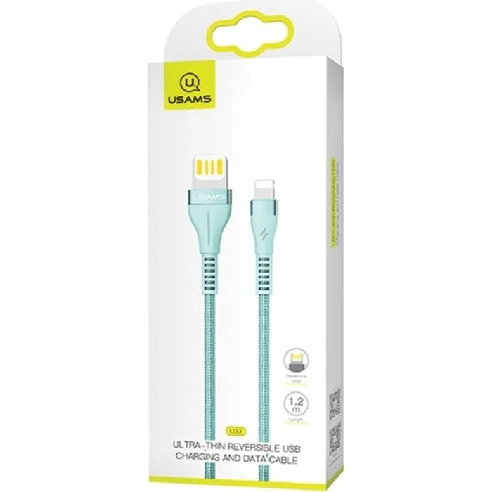 USAMS Nylon Cable U33 Lightning 1,2m 2A Fast Charging cyan SJ360USB02 (US-SJ360)