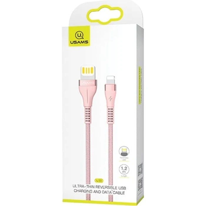 USAMS Nylon Cable U33 Lightning 1,2m 2A Fast Charging pink SJ360USB03 (US-SJ360)
