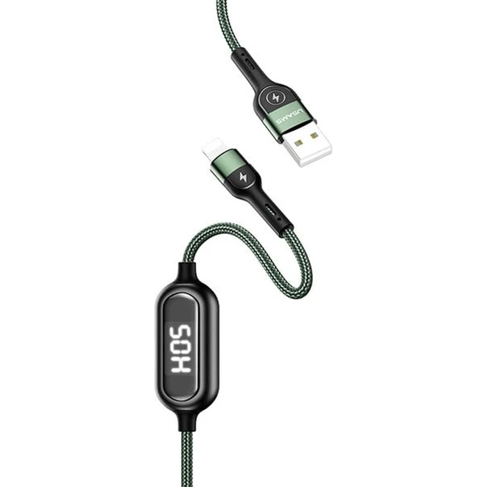 USAMS Nylon Cable U48 Lightning 1,2m 2A Fast Charging LED green SJ423USB02 (US-SJ423)