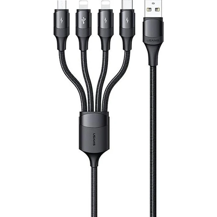 USAMS Nylon Cable U73 4in1 1.2m 3A Fast Charge (2xLightning/microUSB/USB-C) SJ516USB01 (US-SJ516)