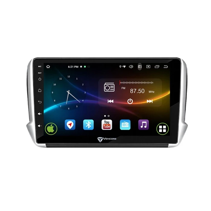 VenCore 3236-10008-0164B - Android 15 Multimedia Screen 10.1" 9109A MTK6762 2GB/32GB for Peugeot 208/2008 2012-2016 - Black