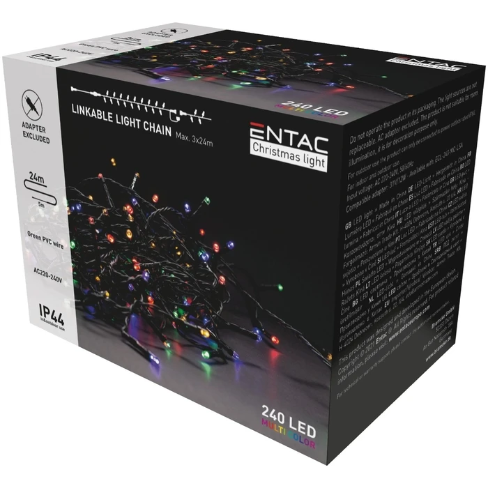 Χριστουγεννιάτικα Λαμπάκια Entac Επέκταση IP44 240 LED Πολύχρωμα 24m (Χωρίς Τροφοδοτικό)
