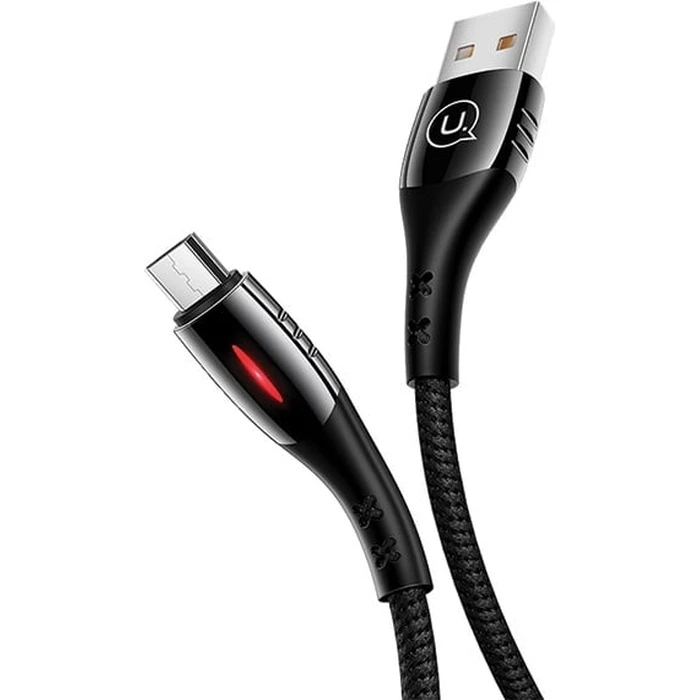USAMS Nylon Cable U-Tone microUSB 1.2m Power-off 2A Fast Charging black SJ346USB01 (US-SJ346)