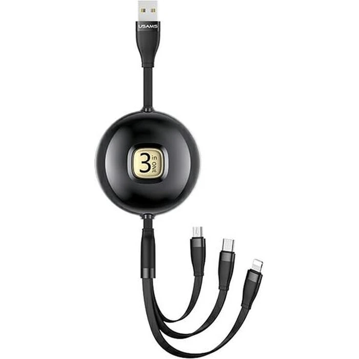 USAMS Cable U69 3in1 1m black (Lightning/microUSB/USB-C) SJ508USB01 (US-SJ508)