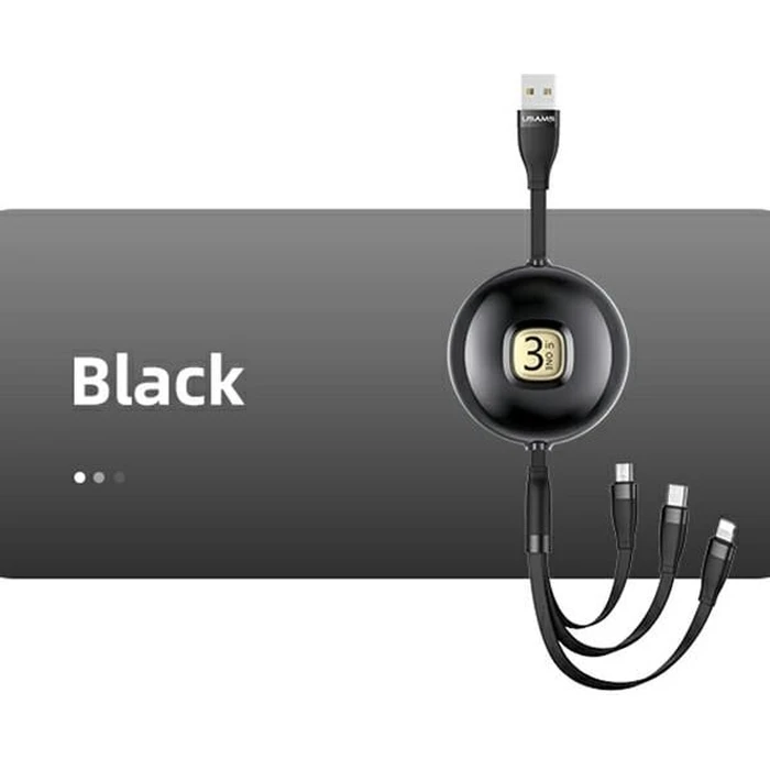 USAMS Cable U69 3in1 1m black (Lightning/microUSB/USB-C) SJ508USB01 (US-SJ508)