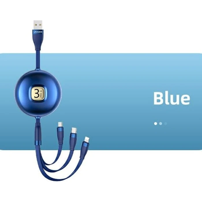 USAMS Cable U69 3in1 1m blue (Lightning/microUSB/USB-C) SJ508USB02 (US-SJ508)
