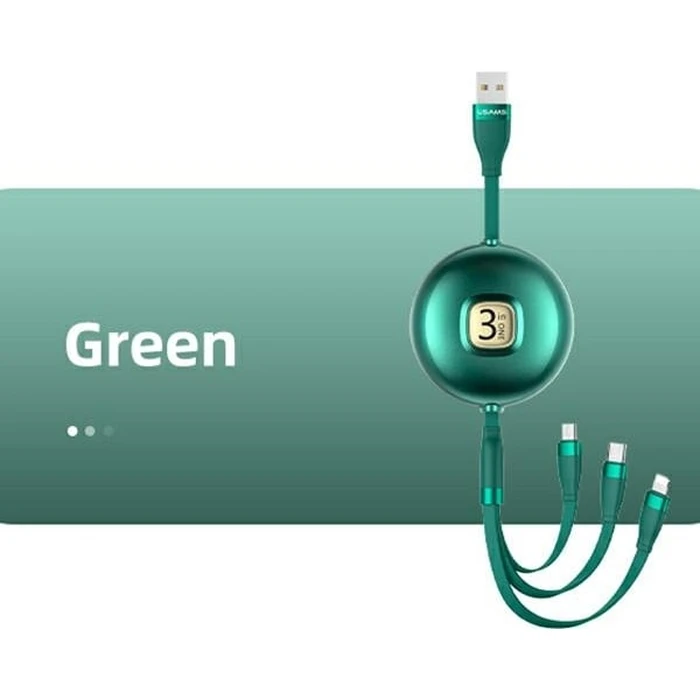 USAMS Cable U69 3in1 1m green (Lightning/microUSB/USB-C) SJ508USB03 (US-SJ508)