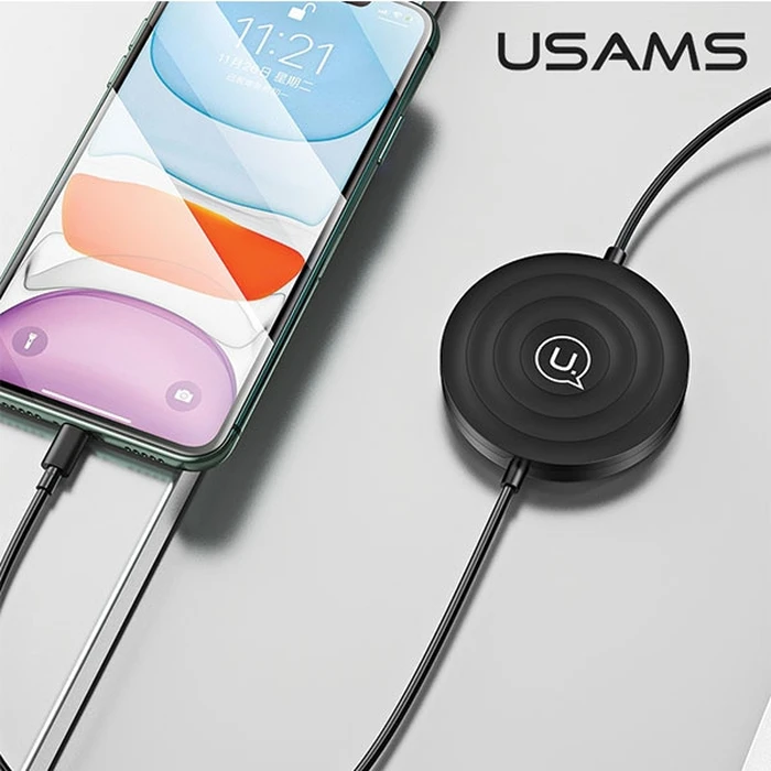 USAMS Wireless Charger US-CC096 10W with Lightning black CC96WH01 cable