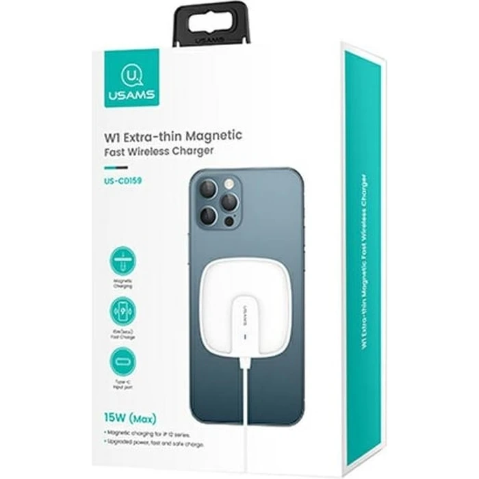 USAMS Wireless Charger US-CD159 magnetic W1 15W Extra-thin Apple iPhone 12 series white CD159DZ02