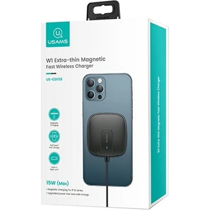 USAMS Wireless Charger US-CD159 magnetic W1 15W Extra-thin Apple iPhone 12 series black CD159DZ01