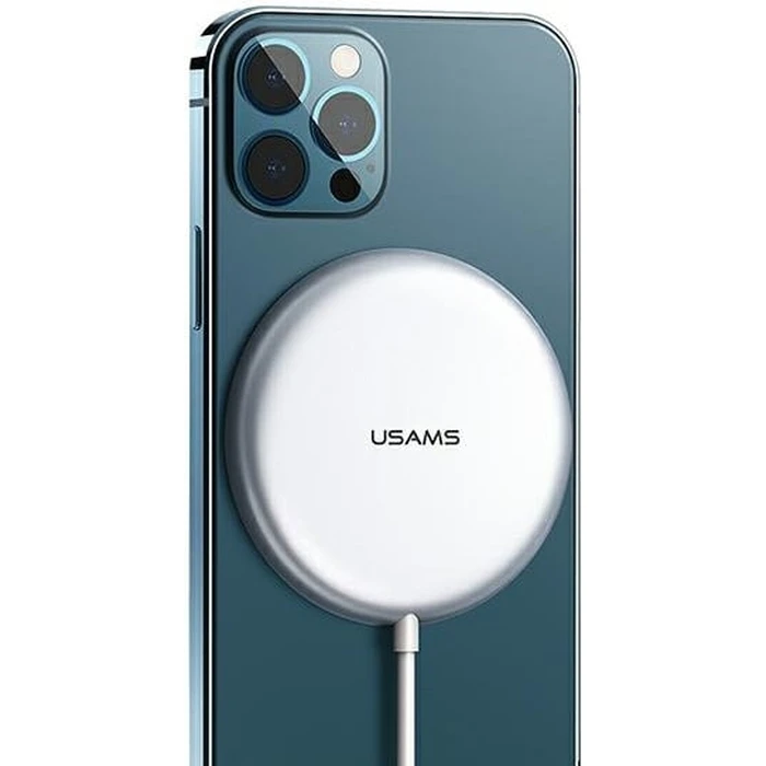 USAMS Wireless Charger US-CD160 magnetic W2 15W aluminiowa Apple iPhone 12 series silver CD160DZ01