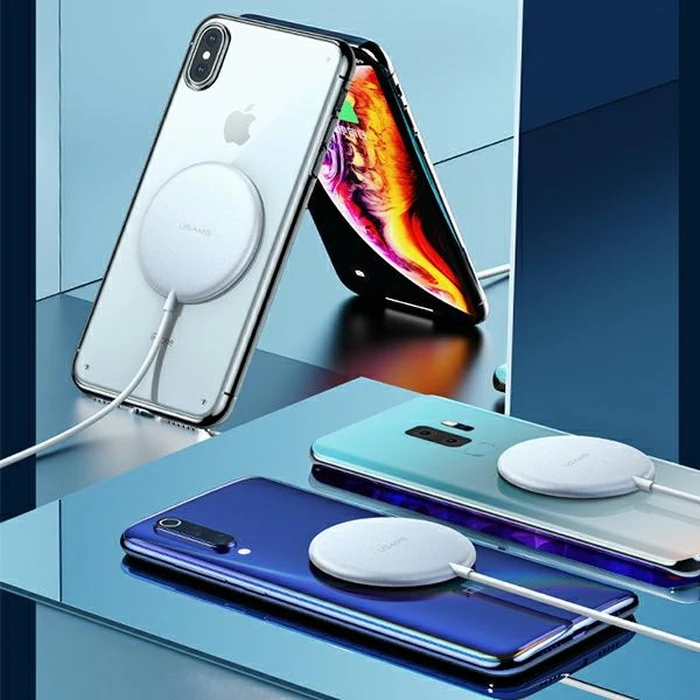 USAMS Wireless Charger US-CD160 magnetic W2 15W aluminiowa Apple iPhone 12 series silver CD160DZ01