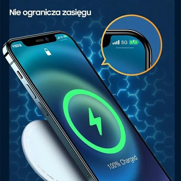 USAMS Wireless Charger US-CD160 magnetic W2 15W aluminiowa Apple iPhone 12 series silver CD160DZ01