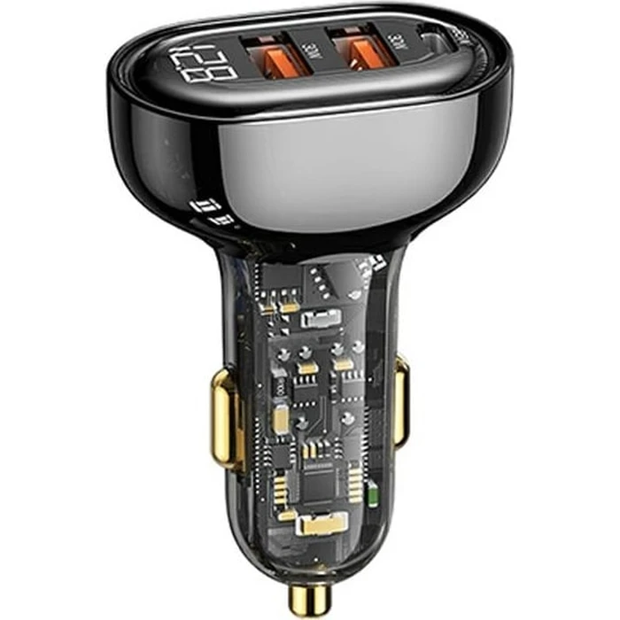 USAMS Car Charger 1xUSB-C 2xUSB-A 125W Fast Charge transparent black CC158CC01 (US-CC158)