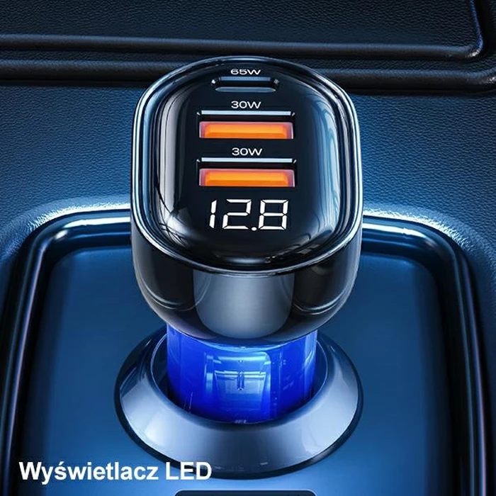 USAMS Car Charger 1xUSB-C 2xUSB-A 125W Fast Charge transparent black CC158CC01 (US-CC158)