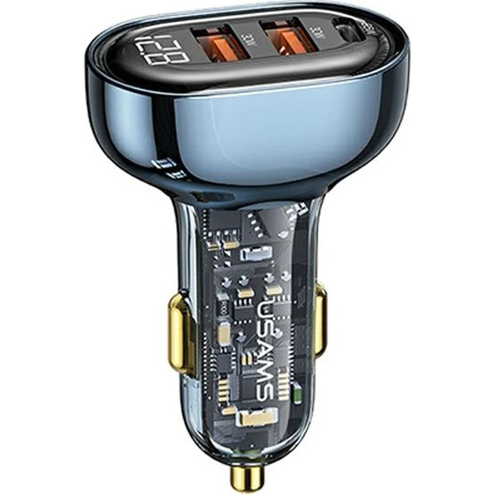USAMS Car Charger 1xUSB-C 2xUSB-A 125W Fast Charge transparent blue CC158CC02 (US-CC158)