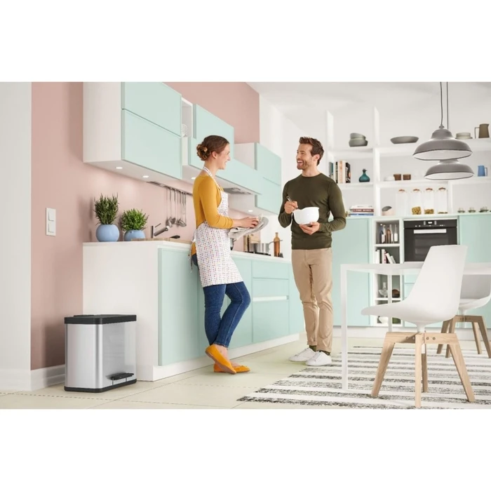 Hailo Öko duo Plus L stainless steel pedal waste separation bin 17+9L
