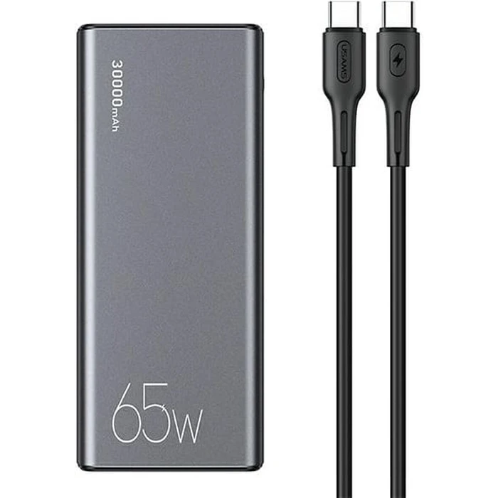 USAMS Powerbank PB59 30000mAh 65W 2xQC3.0+PD Fast Charge black CMXLOGTC01 (US-CD165) + cable USB-C-USB-C