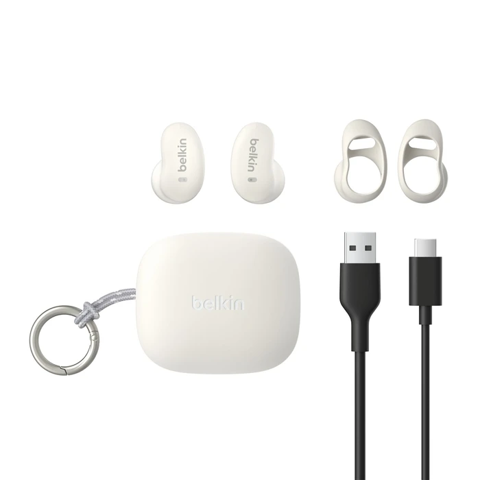 Belkin SoundForm Anywhere Earbud Bluetooth Handsfree Earbuds with Sweat Resistance and Charging Case - White