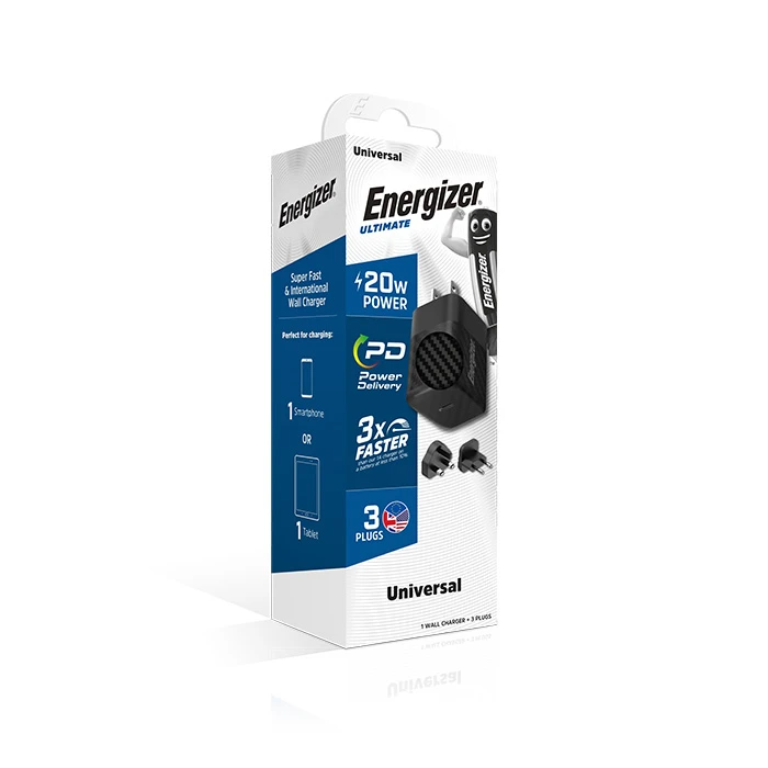 Φορτιστής Πρίζας Energizer A20MU 20W USB-C EU/UK/US Black